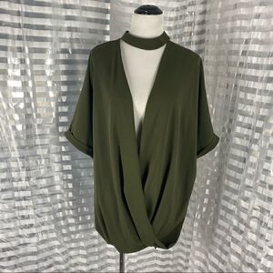 Emory Park Hunter Green Drape Front Cross Over Top